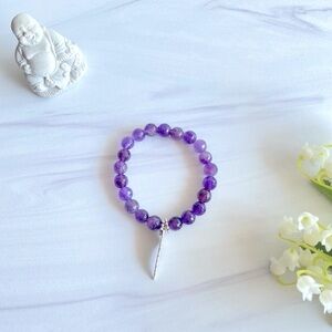 Amethyst Mala Bracelet | Wing Charm Bracelet